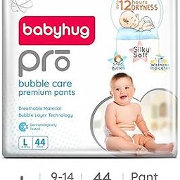 babyhug Pro Bubble Care Premium Pant Style Unisex Diaper Large(L) Size-44 Pieces, 1290 grams-image-44