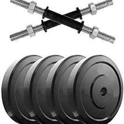 SX Fitness Home Gym Combo - Adjustable Rubber Weight Plates with Pair of Solid Dumbbell Rod (Multicolour, 2.5 Kg X 4, 10 Kg)-41