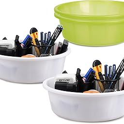 Homestic Pack of 4 Desk Organizer | Stationery Organizer | Multipurpose Storage Organizer | Office Supplies for Pen-Pencil-Staplers | Desktop Organizer | 6 LTR | Green & White-image-71