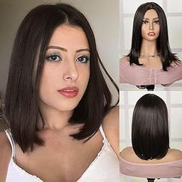 Creamily Bob Hair Wig for women Full head Natural, Short Natural Looking Shoulder Length Hair Wig Korean style, Dark Brown Hair Wig for women Full head (Brown, 14 Inch)-10