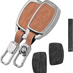 SHOPOFLUX Metal Key Cover for Hyundai Grand i10 NIOS Asta | Venue | i20 | Aura | Exter | Creta | Elantra 3 Button Smart Key Only (Black Brown Leather)-32