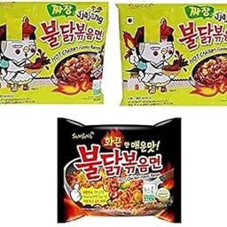 Samyang Korean Ramen Buldak Jijang Flavour Spicy Noodles PacK2 & Buldak Hot Chicken StireFried Noodles PacK1(Pack of 3) (420gm) (Imported) Instant Noodles Non-vegetarian (3x140 g)(Combo Pack)-image-39