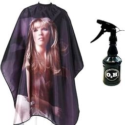 Professional Hair Cutting Cape with Spray Bottle, Black Waterproof Salon Cape, Hair Styling Accessories-image-93