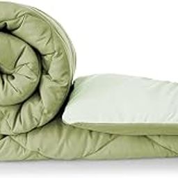 HOMEKART 220 GSM Solid Plain Reversible Summer Microfiber AC Comforter/Duvet| All Season Single Size 3 Layered Quilted Blanket for Single Bed (220 cm x 152 cm, Light Green)-image-40
