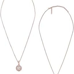 Set of 2 Rose Gold Contemporary Cubic Zirconia Pendants With Chains For Women-ZPFK17537-42