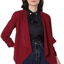 Solid Polyester Round Neck Womens Jacket-picture-12