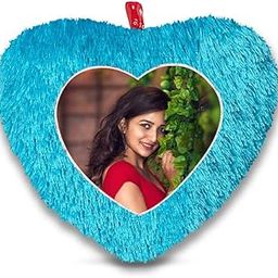 Fur Personalized Gift Photo Cushion for Boyfriend Girlfriend Husband Wife on Occasions Valentine's Day Birthday Anniversary Special Love Gift Heart 15x17 inch, Blue (PC56)-image-2