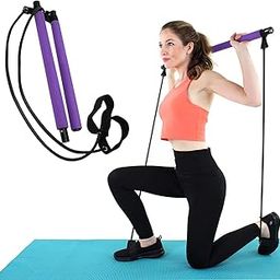 BEHAHAI Pilates Bar Kit for Weight Loss and Belly Fat - Portable Lightweight 2 Section Pilates Bar Kit with Resistance Bands - Home Studio Workout Active Bar Pilates Accessory Stick - Easy to Use.-picture-11
