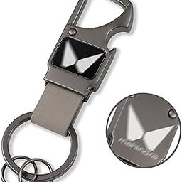 GH GENERIC HUB® Premium Gunmetal Keychain Compatible With M-HNDRRA Thar XUV700 XUV300 Scorpio-N Bolero Marazzo | Dual Laser Logo Mirror Zinc Finish | Carabiner Hook, Leather Strap, Bottle Opener-image-49