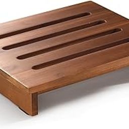 Craftsline One Step Stool for Adults 3.5" - Wooden Step Stools for Bed - 200lbs Safety Stepping Stool Bathroom Aid for Handicap, Elderly, Seniors, Kid, Bathtub, High Beds, Kitchens (Brown)-picture-11