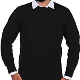 Men's Fleece Crew Neck;Hooded Neck Regular Sweatshirt (Rn-Blk-L_Black_L)-image-50