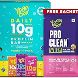 Yogabar Daily Protein Bar Variety Pack, 10g Protein, with Free Whey Protein 35g Sachet Pack, Premium Whey-image-50