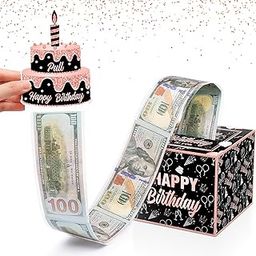 Birthday Money Pull Box, Birthday Money Box for Cash Gift Pull, Birthday Money Pull Box with Pull Out Happy Birthday Card and 30pcs Transparent Bags, Happy Birthday Money Box Pull for Girls Women-image-69