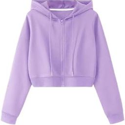 Plain Chain Hooded Crop Zipper Hoodie for Women-image-11