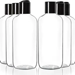 Hunky Dory 24pcs 200ml Empty Clear Plastic Bottles Refillable Travel Size Cosmetic Containers Leak Proof Squeeze Bottles with Black Flip Cap for Toiletries,Shampoo.(Pack of 24)-picture-25
