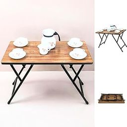 ANEXO Folding Coffee Table, Foldable Center Table for Living Room - Metal and Wood Top-17