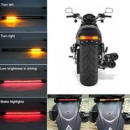 Favoto Harley Integrated Tail Light Motorcycle LED Turn Signal Tail Lights Brake Stop Running Indicator Lights Universal(Amber&Red) (motor led strip light)-29