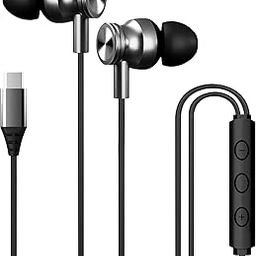 Kratos C Type Earphones Wired, 13mm Bass Drivers Earphone, Inline Control Type c Headphones with Mic, IPX5 Water Resistant, Comfort Fit Type c Earphone with Volume Control, Metallic c pin Earphones-28