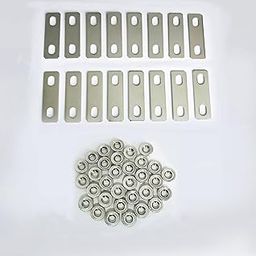 Fpraszin 16PCS Battery Bus Bar Posts Straps 27mm Central Hole Spacing 15mm Width1.5mm Thick Nickel-Plated Copper with 32PCS 304 Stainless Steel M6 Flange Nut for Lithium LiFepo4 Cell-image-56