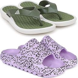 Combo Pack of 2 Slipper/Flip Flops/Slides/Clogs/Sandals for Women (V-Triangle Vs YW-Love)-image-55
