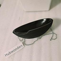 Hubwooden Decorative Hanging Bowl with Chain, Bhikshu Khappar Black-image-0