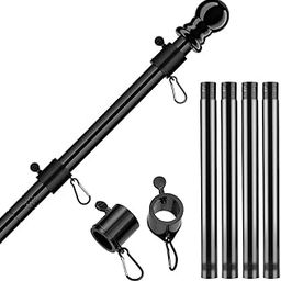 HASTHIP® 150CM Telescoping Metal Flag Pole - Truck Flag Pole Mount Kit - Stainless Steel Hitch Flag Pole - 360° Tangle-Free & Rustproof Flag Rod - Universal Flag Stick for Indian Great Republic Day-image-56