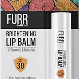 FURR 1% Vitamin C & Kojic Acid Brightening Lip Balm with SPF 30 | Heals, Hydrates & Softens | Reduces Pigmentation | Almond Oil, Shea Butter, Vitamin E Infused | Lip Balm for Soft Glossy Lips | Unisex-30