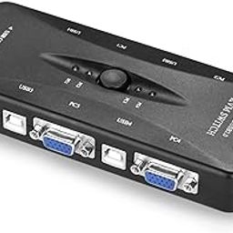 4 Ports USB KVM VGA Switcher, USB 2.0 KVM Switch Box Adapter, One-Button Swapping, 4 VGA Cables not Included, Ideal for PCs, Keyboard, Mouse, Scanner, Printer & More.-19