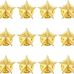 SANNIDHI® Badges with Pin, 12pcs 30mm Star Badge Lapel Pin, Mini Memorial Day Gold Stars Badges for Bags, Hat, Clothes - Metal Military Award Labor Day Party Costume Sheriff Badge Decor Pins-image-38