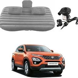 Oshotto Multifunctional Car Travel Bed Mattress with Two Air Pillows, Car Air Pump Compatible with Tata Harrier (Grey)-image-118
