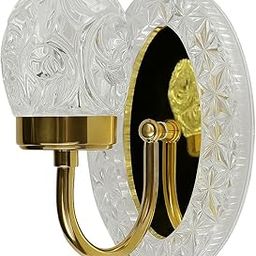 DENICRAAS Crystal Wall Light with Brass Finish | Decorative Wall Sconce with Etched Glass Shade for Bedroom, Living Room & Hallway | Vintage-Style Lighting Fixture (Pack of 1)-image-29