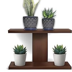 Dime Store Engineered Wood Wall Shelf Planter Stand Art Hanging Decor - Garden Decor Bracket Rack for Home & Living Room - Hanging Plant Shelf for Bedroom and Living Room (Brown)-image-34