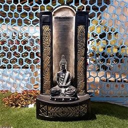 Water Fountain Jharna Buddha Fiber Water Fountain for Living Room Home Decor Garden Patio Deck Porch - Yard Art Decoration Gift Gifting with LED Lights Water Pump-image-23