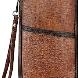 Travel Family Passport Holder Wallet Organizer Case for Credit Debit Card Ticket Coins Money Cash Currency Boarding Pass Pen with Removable Hand Strap- Tan OG02-54