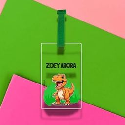 Bibliophiles Transparent Luggage Tags Cute PVC Bag Labels for Suitcases Backpacks Trolleys ID Tag with Name Address Phone Card Travel Tag for Kids & Adults (Dinosaur)-picture-0