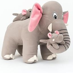 SWARAH COLLECTIONS Mother Elephant Soft Toys for Kids Girls Home Decoration Birthday Gift (35 cm Size Gray Hathi)-image-63