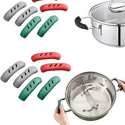 SQUISHY 12PCS Silicone Handle for Cast Iron Tawa, Detachable Handle for Utensils, Heat-Resistant Detachable Pan Handle Covers Non-Slip Grip for Utensils Gray Red Green-image-23