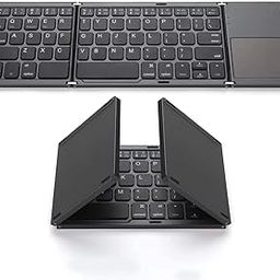 Portable Wireless Bluetooth Folding Keyboard, Ultra Slim Pocket Size, Rechargeable, for iOS, Android & Windows Tabs, Smartphones, with User Manual & USB Charging Cable Grey-27