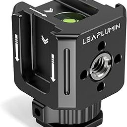 Leaplumin Triple Cold Shoe Mounts Adapter, 3/8'' Screw Hole to 1/4'' Screw Hole, Aluminum Alloy Hot Shoe Extension Bracke for DSLR Camera Flash Light, Monitor, Microphone-Black-picture-26