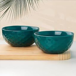 The Earth Store Teal Diamond 500ML Ceramic Bowl Dishwasher & Microwave Safe Bowl Mixing Bowl for Snacks, Pasta, Rice, Dal, Fruits, Salad, Noodles, Maggi and More Snack Bowl- Set of 2-image-68