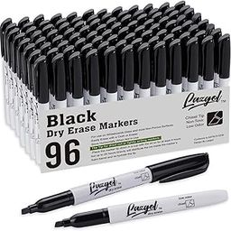 LAZGOL Dry Erase Markers Bulky, 96-Pack Black Dry Wipe Markers Chisel Tip, Low Scent Whiteboard Markers for School, Office Supplies, Whiteboard, Mirror, Calendar-38