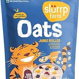 Slurrp Farm Rolled Oats, 100% Natural Wholegrain, High Protein & Fiber, Healthy Food with No Added Sugar, Breakfast Cereal, Healthy Snack, Dalia Porridge, 500g-27