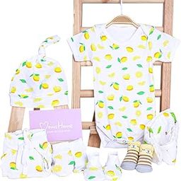 Organic Cotton Baby Essentials Gift Set | Baby Shower Gift Hamper | Baby Clothing Gift Combo | Lemon | Pack of 7-image-30