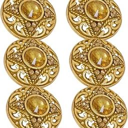Antique Alloy Round Button for Coat Blazer Suit, Sherwani and Indian Dresses Sports Coat Uniform Jacket Beautiful Ethnic Classy Design (Pcs - 6) (Yellow)-image-52