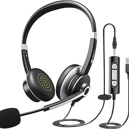 Earbay USB Headset with Microphone for PC, Computer Headset with Microphone Noise Cancelling for Laptop, 3.5mm Jack On-Ear Wired Headphones with Mic, Volume Control for Call Center/Skype/Zoom/Webinar-29