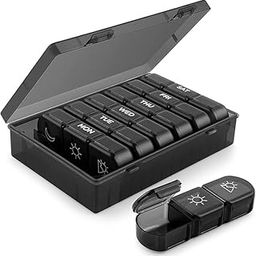pill organizer 3 times and 7 day, portable travel pill box 7 day with big compartments moisture pill case for vitamin, Medicine, pills (Medicine Organizer Box)-image-73