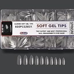 Soft Gel Nail Tips | Flexible & Lightweight Full Cover Nail Extensions | Easy to Apply & Soak Off | Perfect for Salon & DIY Nail Art (Shade: Almond - 600 piece)-7