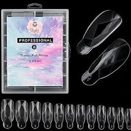 Styfy Dual Form Nail Tips | Dual Nail Forms | Full Cover False Nail Tips Arched for Poly Nail Gel Extension | Builder Gel Nail Extensions (Diamond Dual Form Tips, 120 pcs)-5