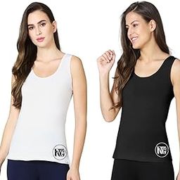 Women's Camisole Combo – Soft Cotton Tank Top, Sleeveless Regular Fit Fabulous Inners, (Pack of 2) (in, Alpha, Free Size, Regular, Black-White)-image-108