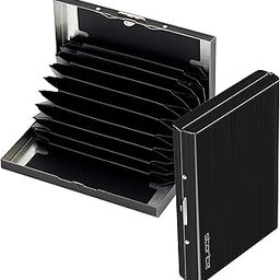 Large 10 Slots Metal RFID Metal Credit Card Holder Wallet for Men Women (Black-10cm x 7cm x 1.5cm)-39
